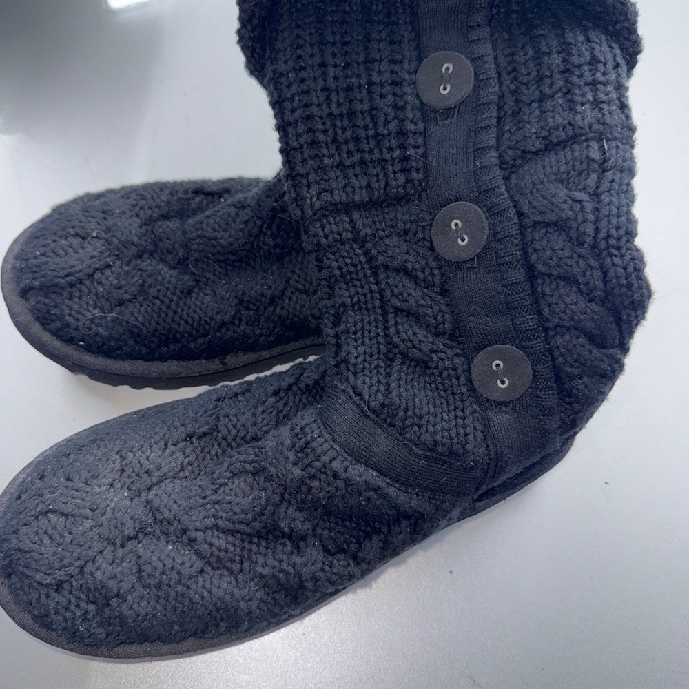 Black Knit Button Boots - Picture 4 of 6